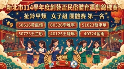 新北市114學年度創藝盃民俗體育運動錦標賽-扯鈴女子團體賽-第一名