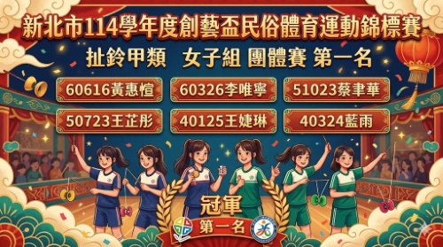 新北市114學年度創藝盃民俗體育運動錦標賽-扯鈴女子團體賽-第一名