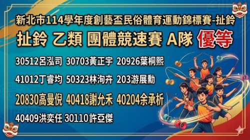 新北市114學年度創藝盃民俗體育運動錦標賽-扯鈴團體競速A隊-優等